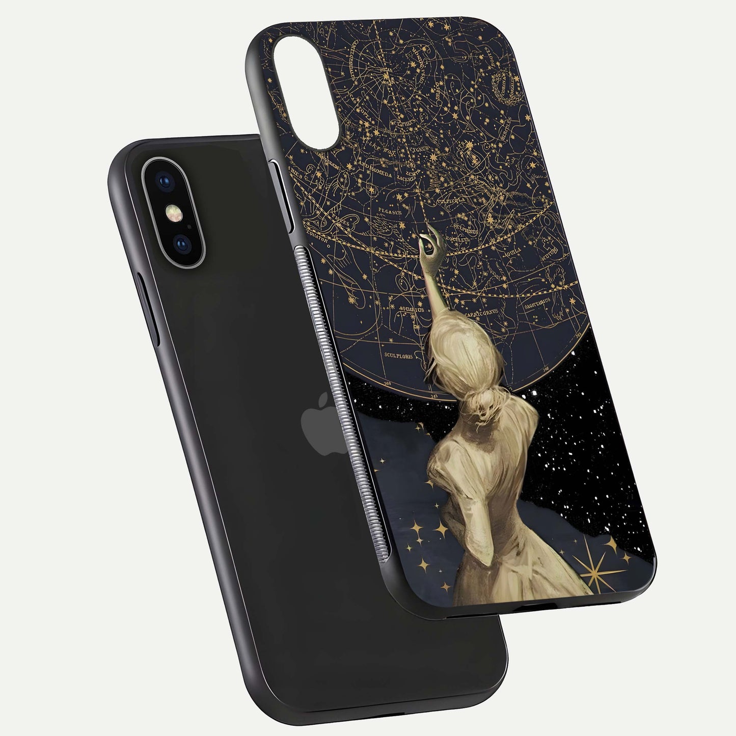 Taylor Swift Girl Glass Case for iPhone X floating dual-view mockup displaying gloss and stylish artwork