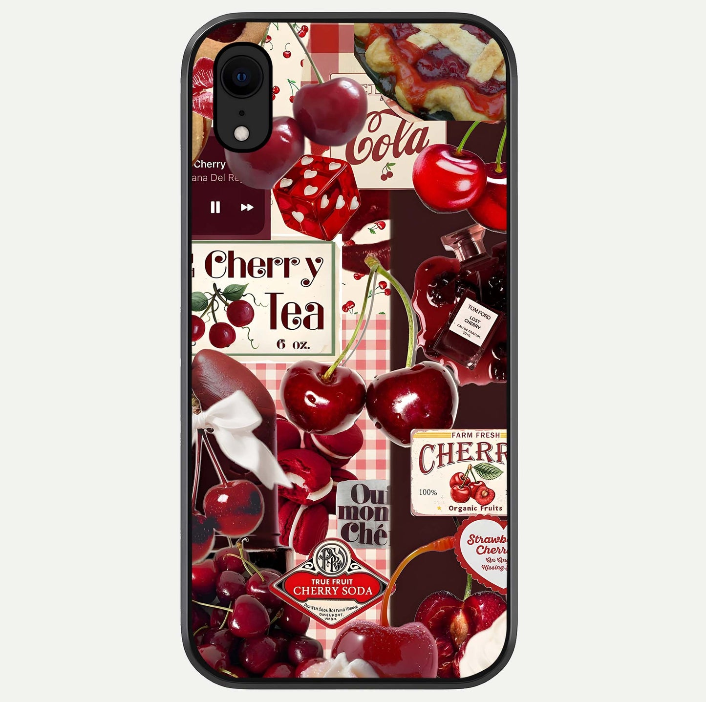 Aesthetic Cherry Tea Glass Case For iPhone 16 Pro by Custom World