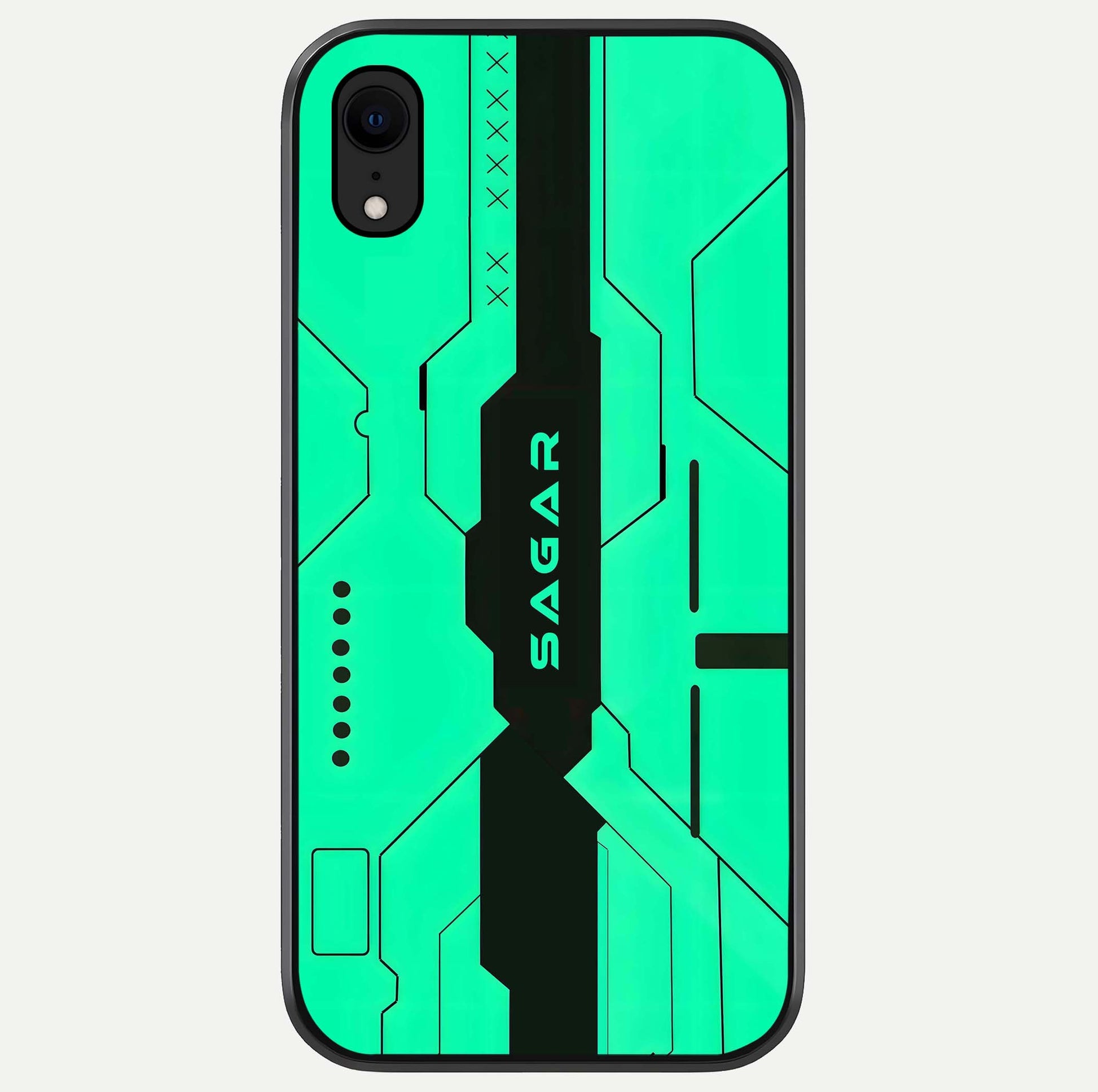 Aqua Tech CYBERPUNK Custom Name Glass Case For iPhone 16 Pro by Custom World