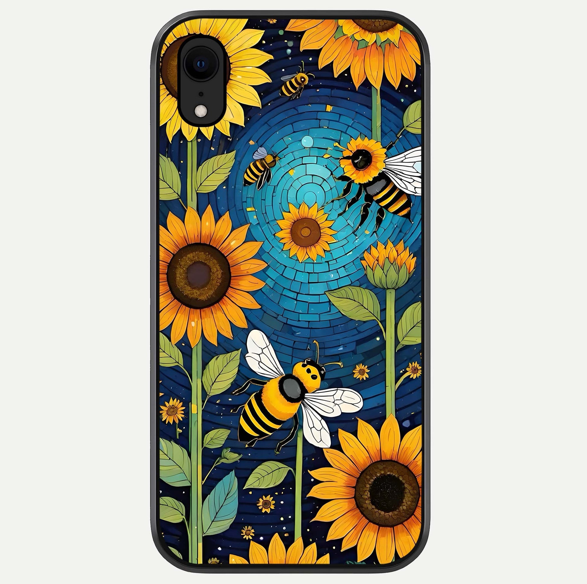 Bees & Sunflowers Glass Case For iPhone Xr by Custom World