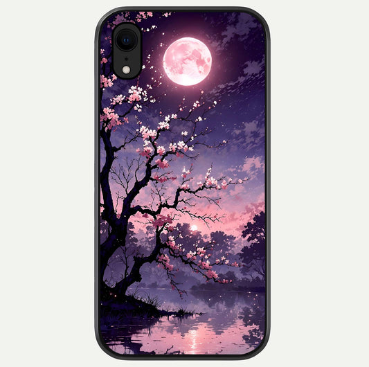 Blossom Pink Moon Glass Case For iPhone Xr by Custom World