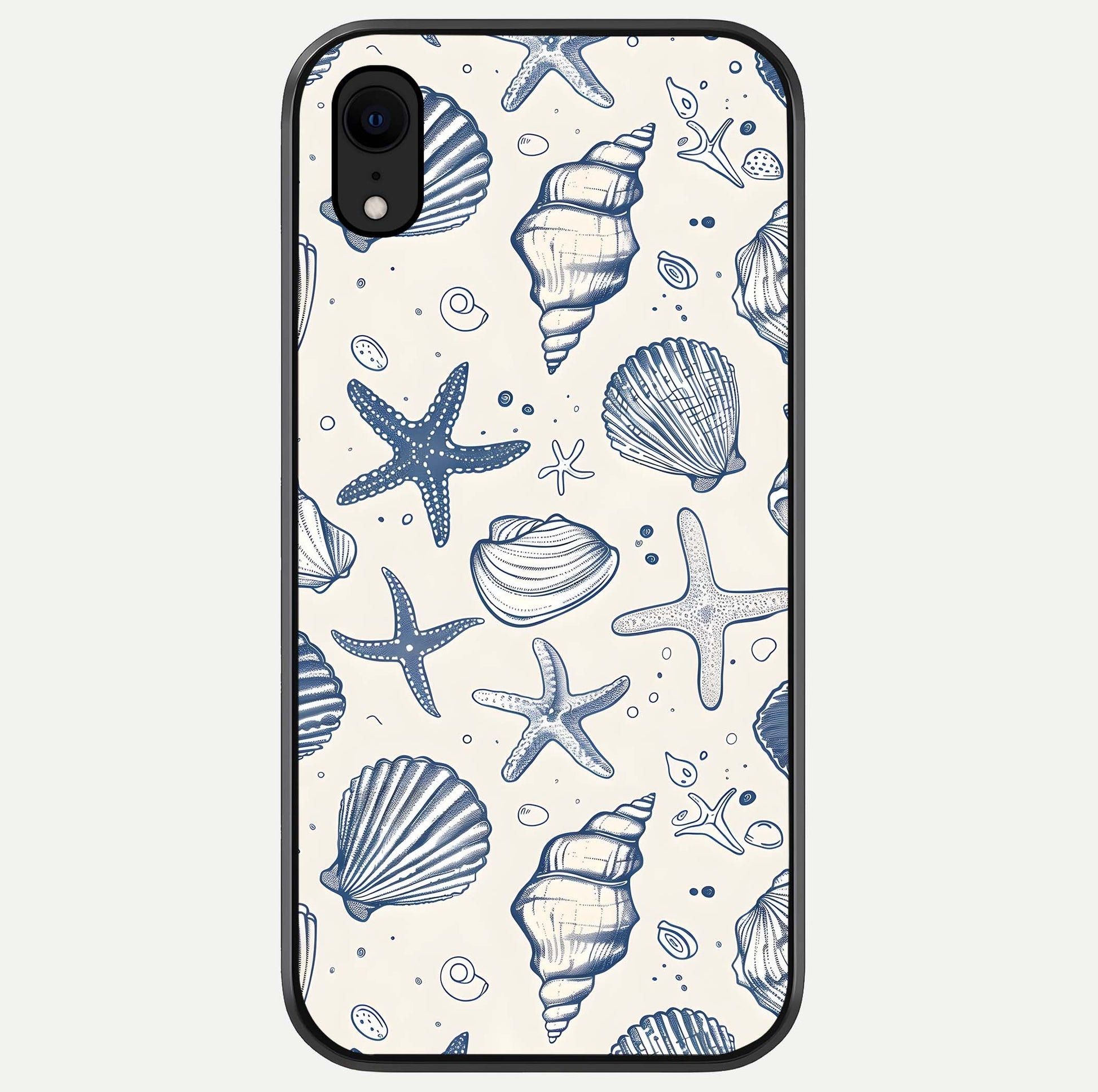 Blue Ocean Outline Glass Case For iPhone Xr by Custom World