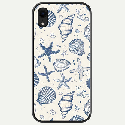 Blue Ocean Outline Glass Case For iPhone Xr by Custom World