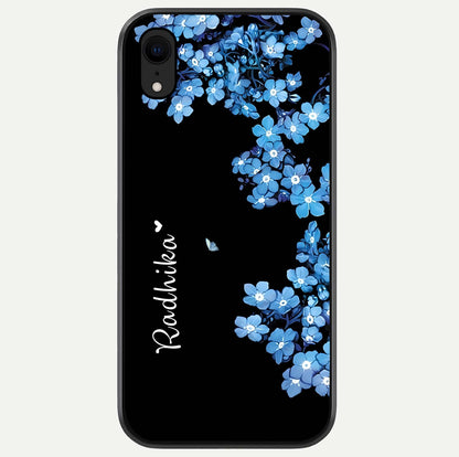 Blue Petal Dream Custom Name Glass Case For iPhone Xr by Custom World