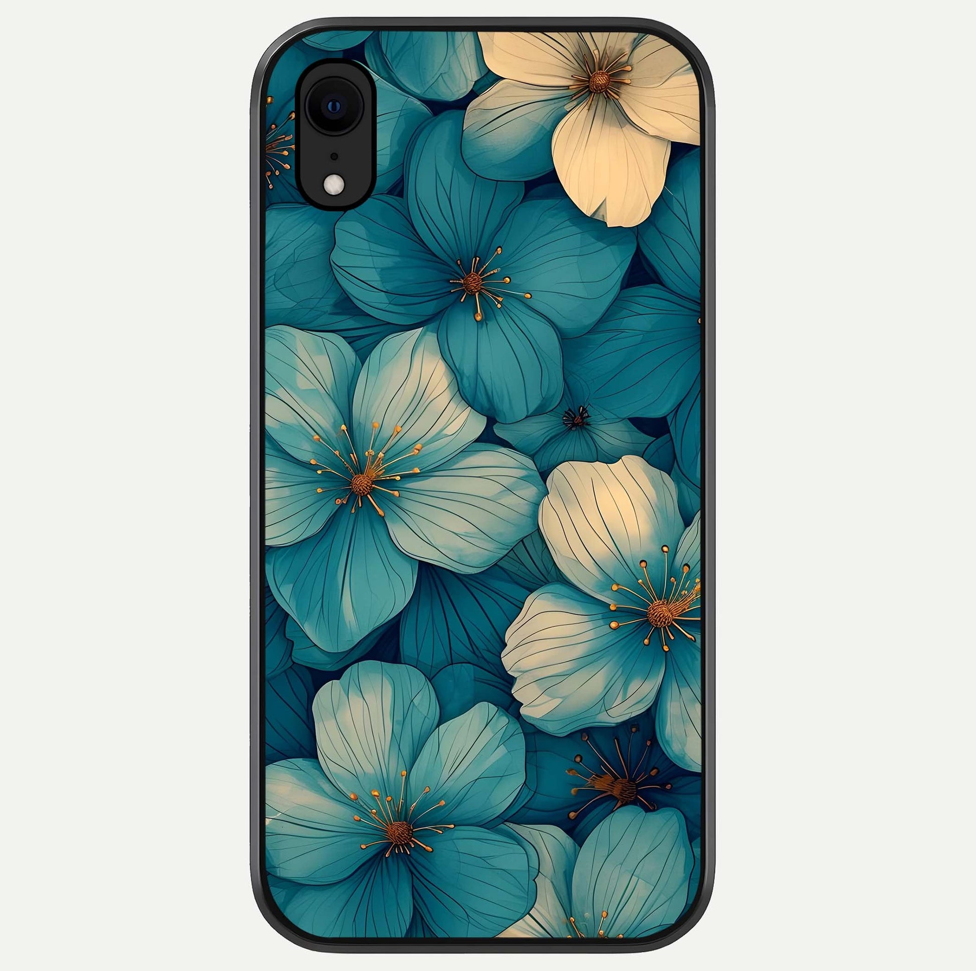 Blue Shade Floral Glass Case For iPhone Xr by Custom World