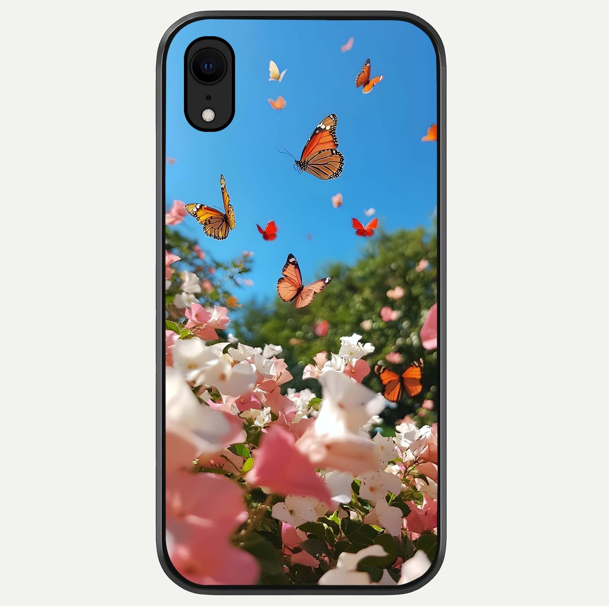 Butterflies In Bloom Sky Glass Case For iPhone Xr by Custom World