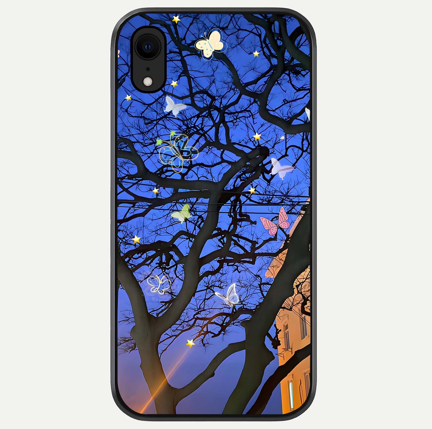 Butterfly Night Magic Glass Case For iPhone Xr by Custom World