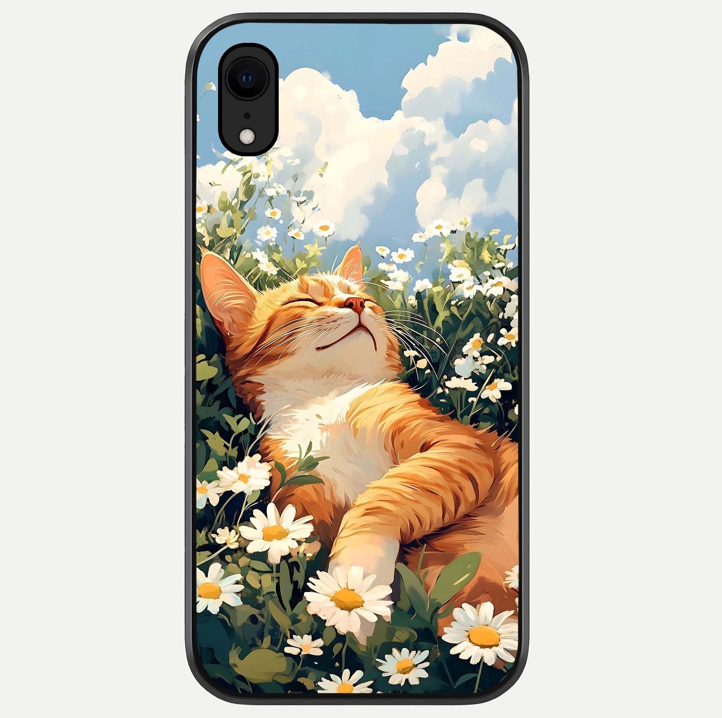 Cat & Flowers View Glass Case For iPhone Xr by Custom World