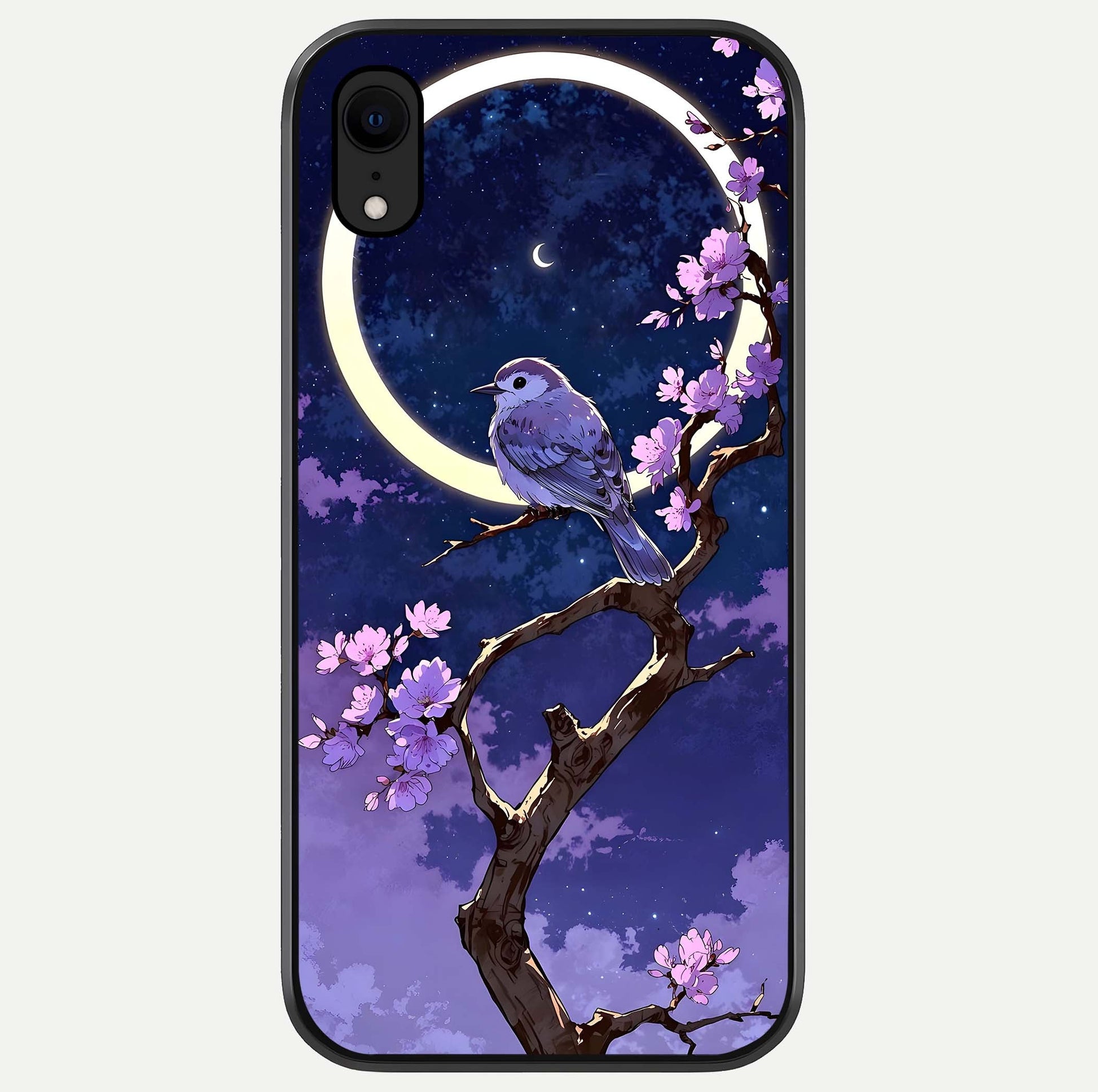 Celestial Bird Blossom Glass Case For iPhone Xr by Custom World