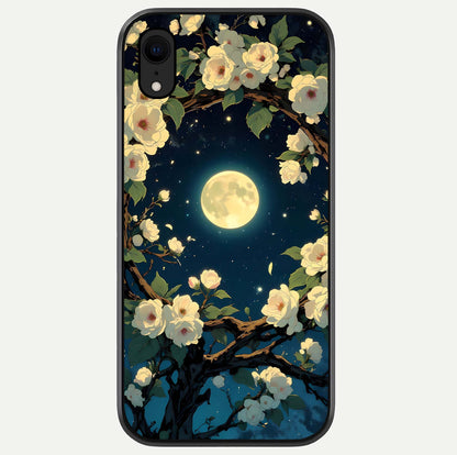 Celestial Moon & Flower Glass Case For iPhone Xr by Custom World