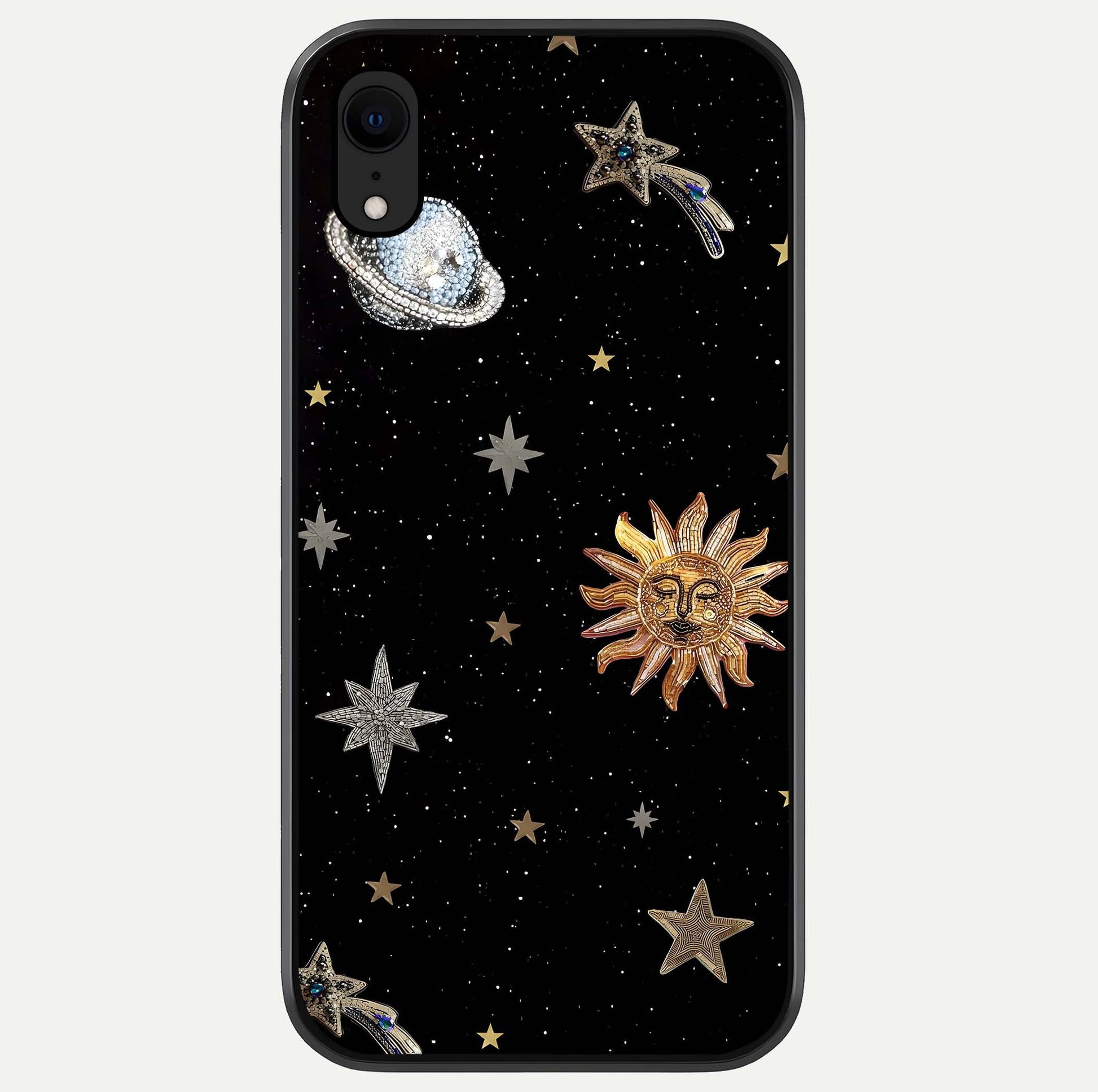 Celestial Moon With Stars Glass Case For iPhone Xr by Custom World