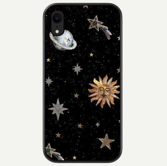 Celestial Moon With Stars Glass Case For iPhone Xr by Custom World
