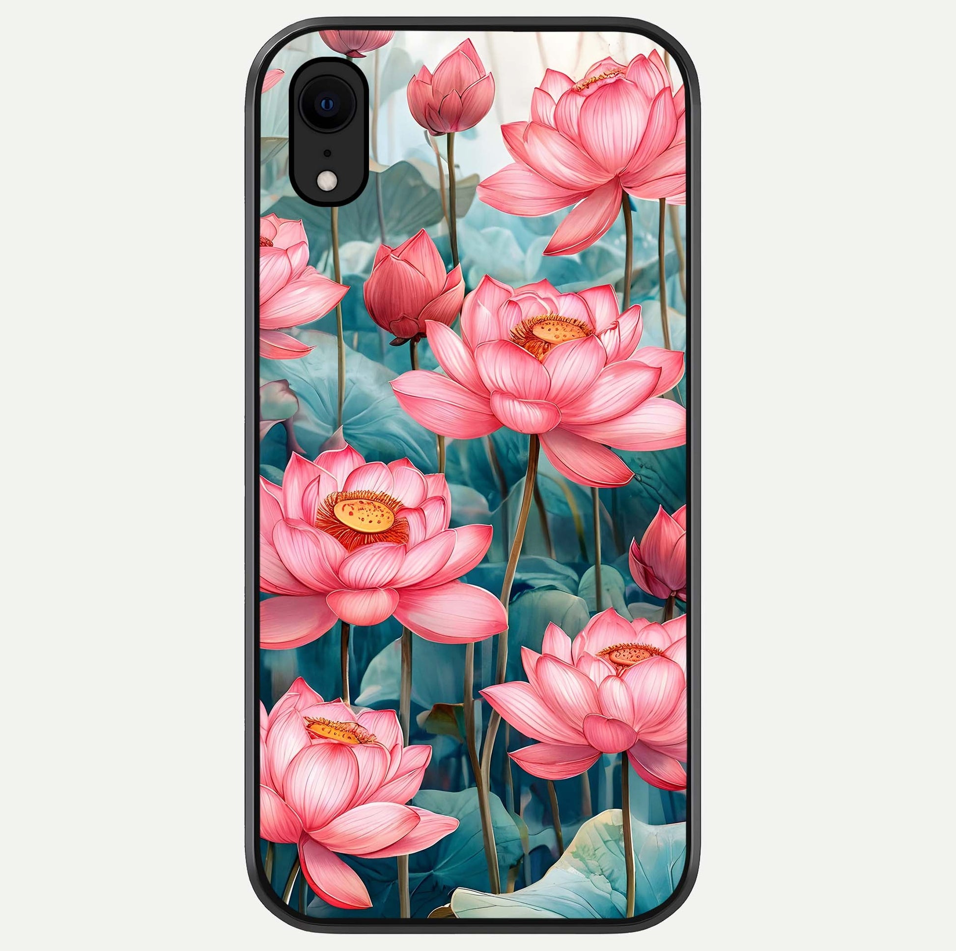 Celestial Pink Lotus Glass Case For iPhone Xr by Custom World
