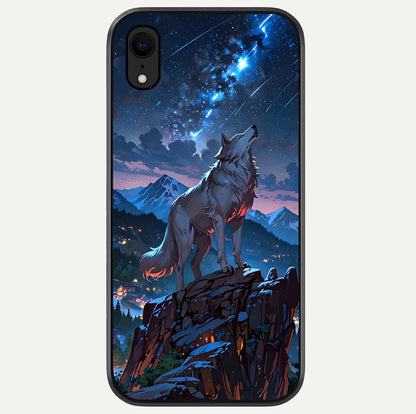 Celestial Wolf Howl Glass Case For iPhone Xr by Custom World