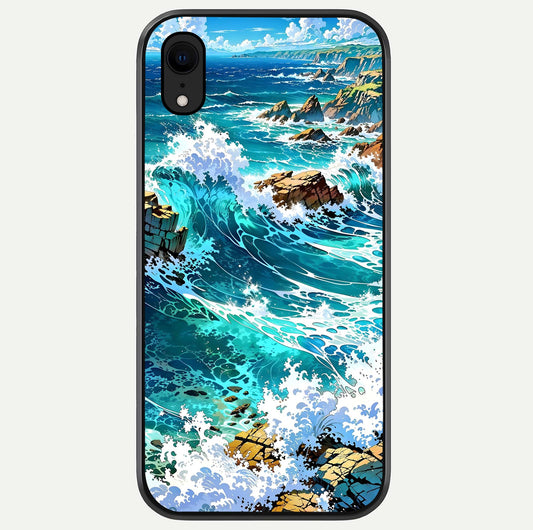 Coastal Blue Waves Glass Case For iPhone Xr by Custom World