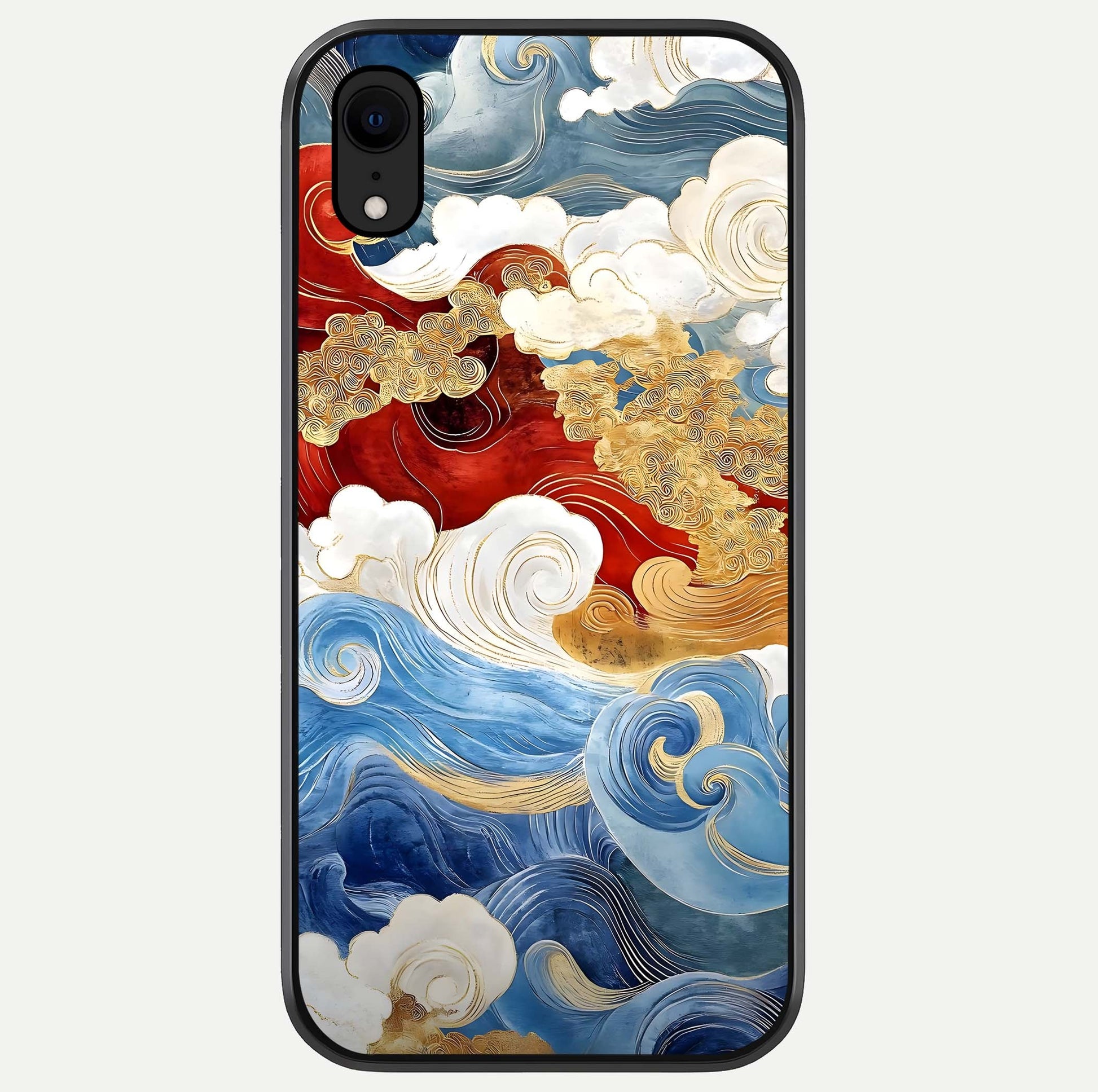 Colored Waves Glass Case For iPhone Xr by Custom World