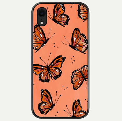 Coral Wing Butterfly Glass Case For iPhone Xr by Custom World