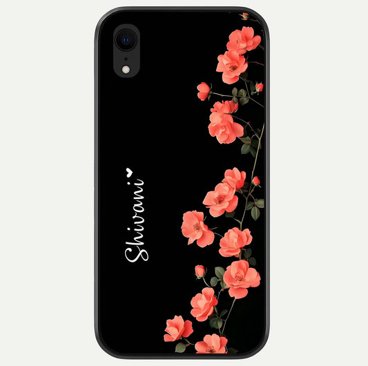 Crimson Bloom Grace Custom Name Glass Case For iPhone Xr by Custom World