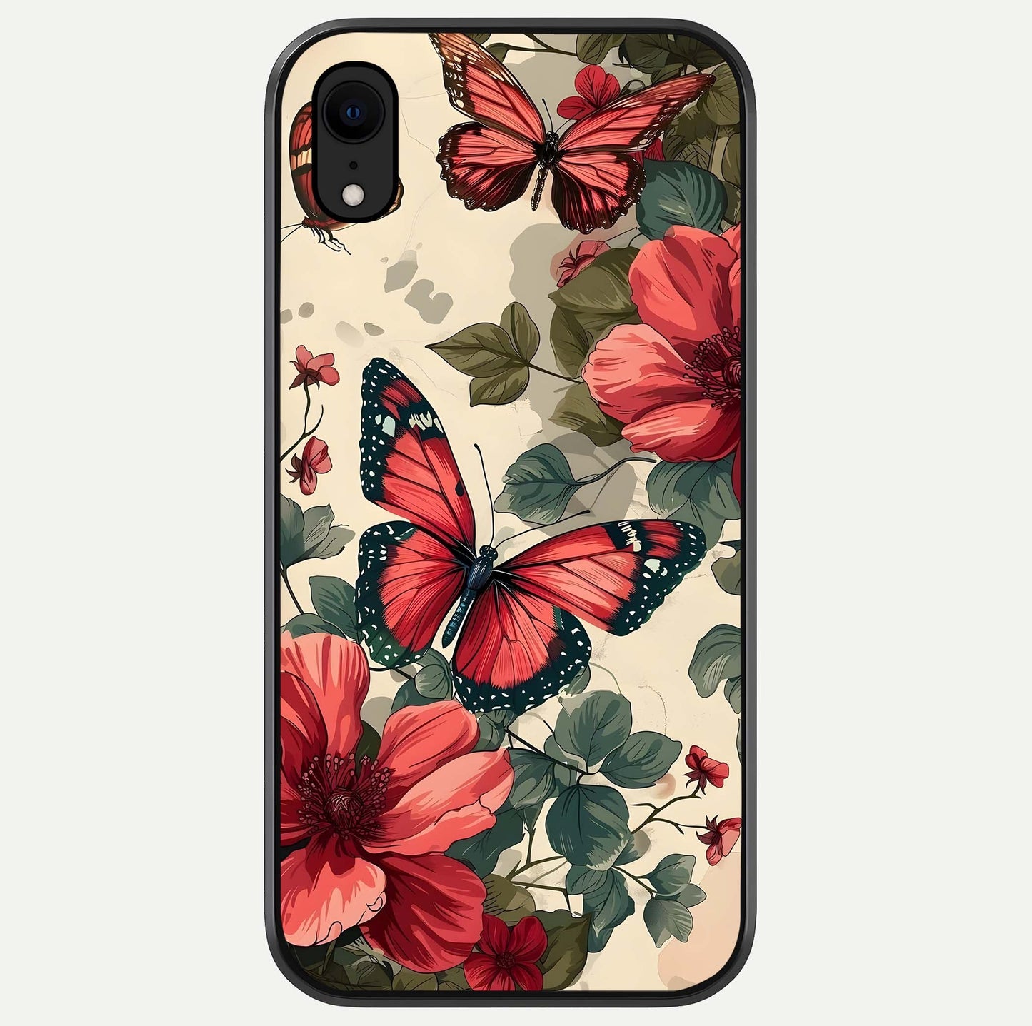 Crimson Butterfly Garden Glass Case For iPhone Xr by Custom World