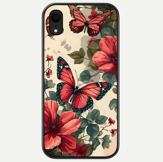 Crimson Butterfly Garden Glass Case For iPhone Xr by Custom World