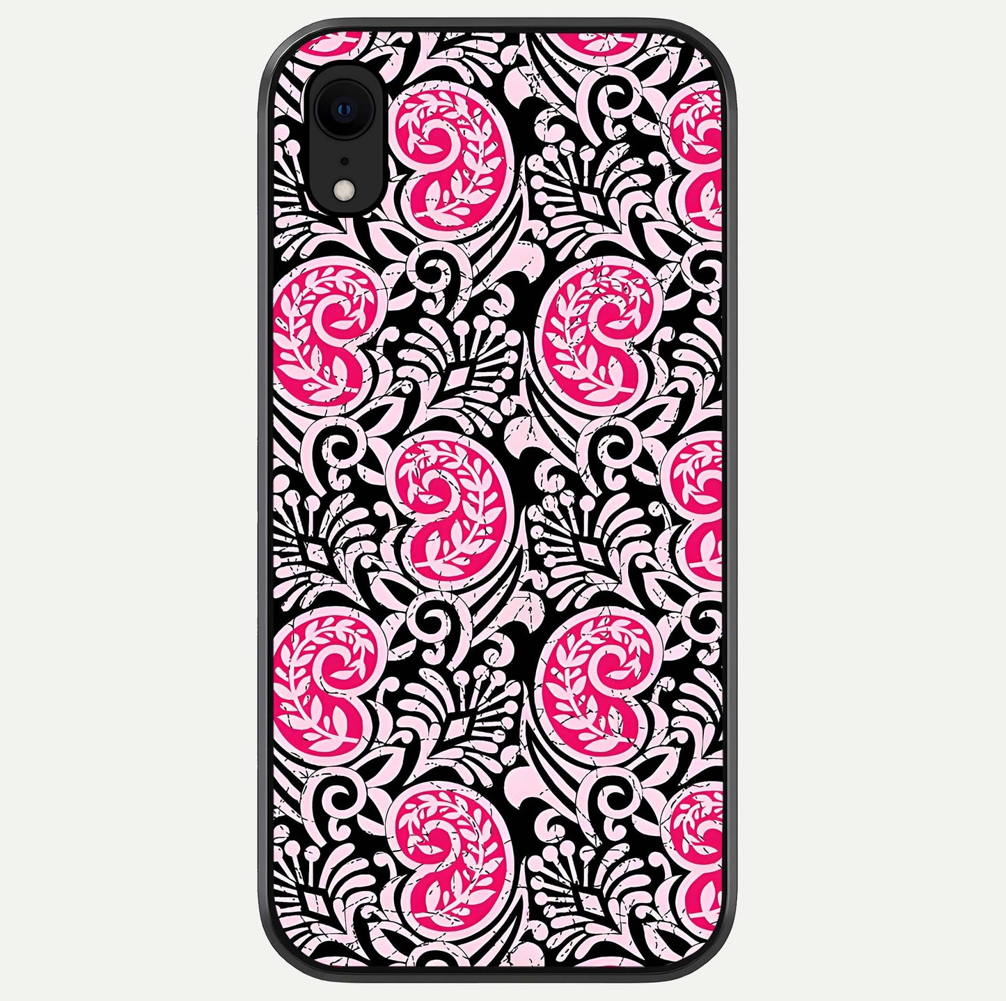 Crimson Paisley Charm Glass Case For iPhone Xr by Custom World