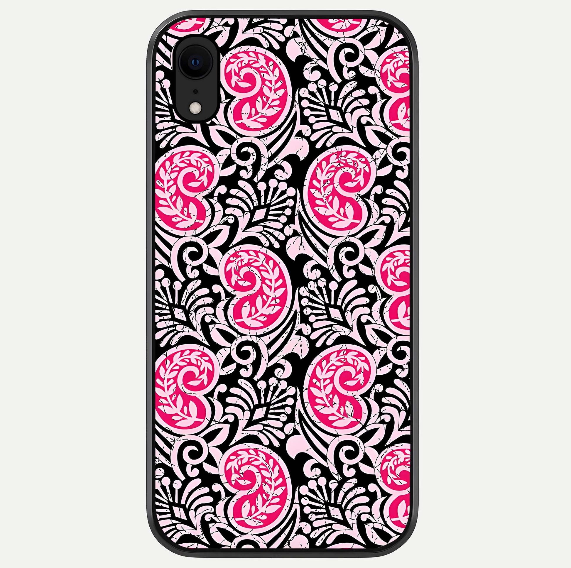 Crimson Paisley Charm Glass Case For iPhone Xr by Custom World