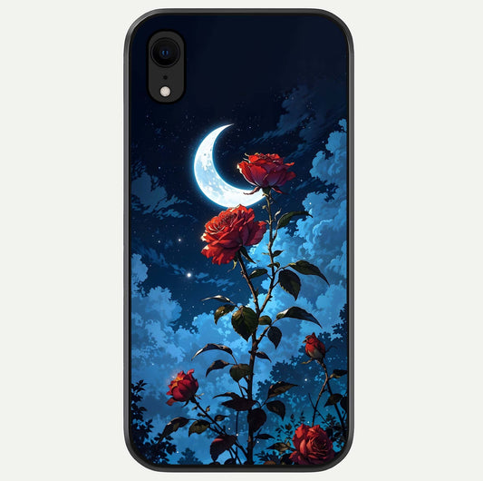 Crimson Rose Moon Glass Case For iPhone Xr by Custom World