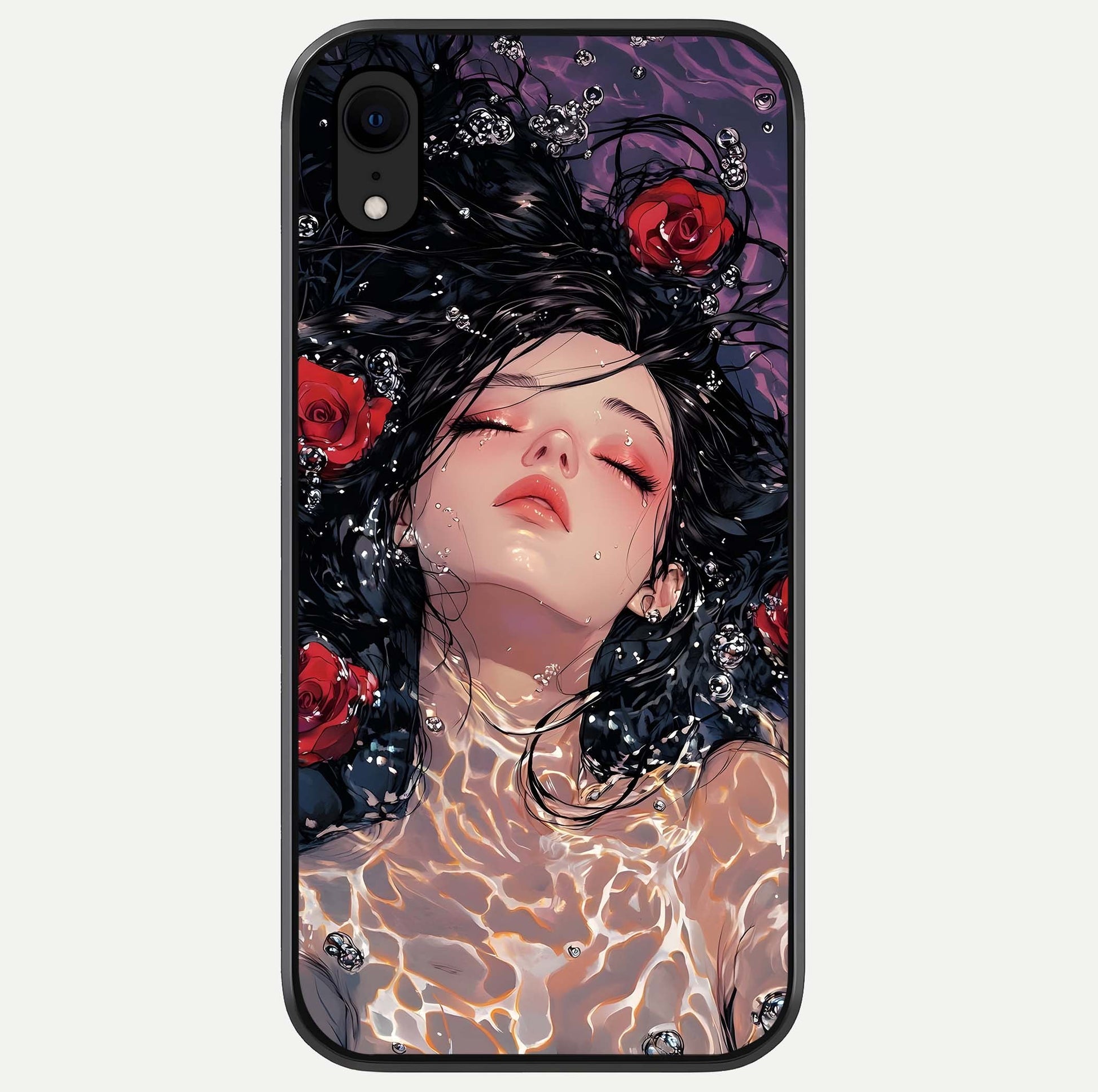 Crimson Rose Serenity Glass Case For iPhone Xr by Custom World