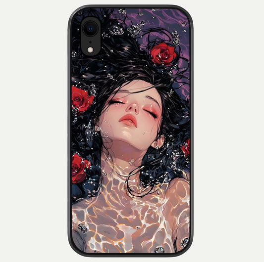 Crimson Rose Serenity Glass Case For iPhone Xr by Custom World