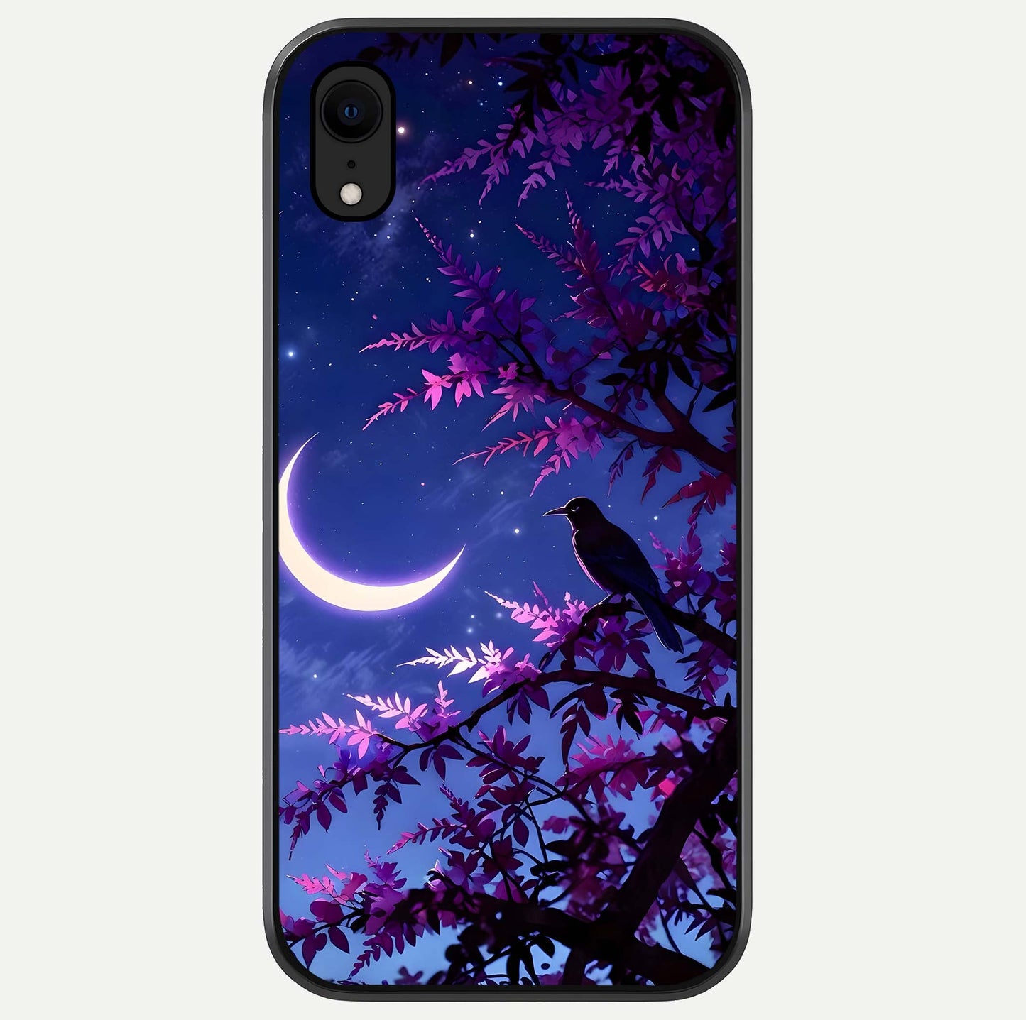 Crow & Moon Scenery Glass Case For iPhone Xr by Custom World