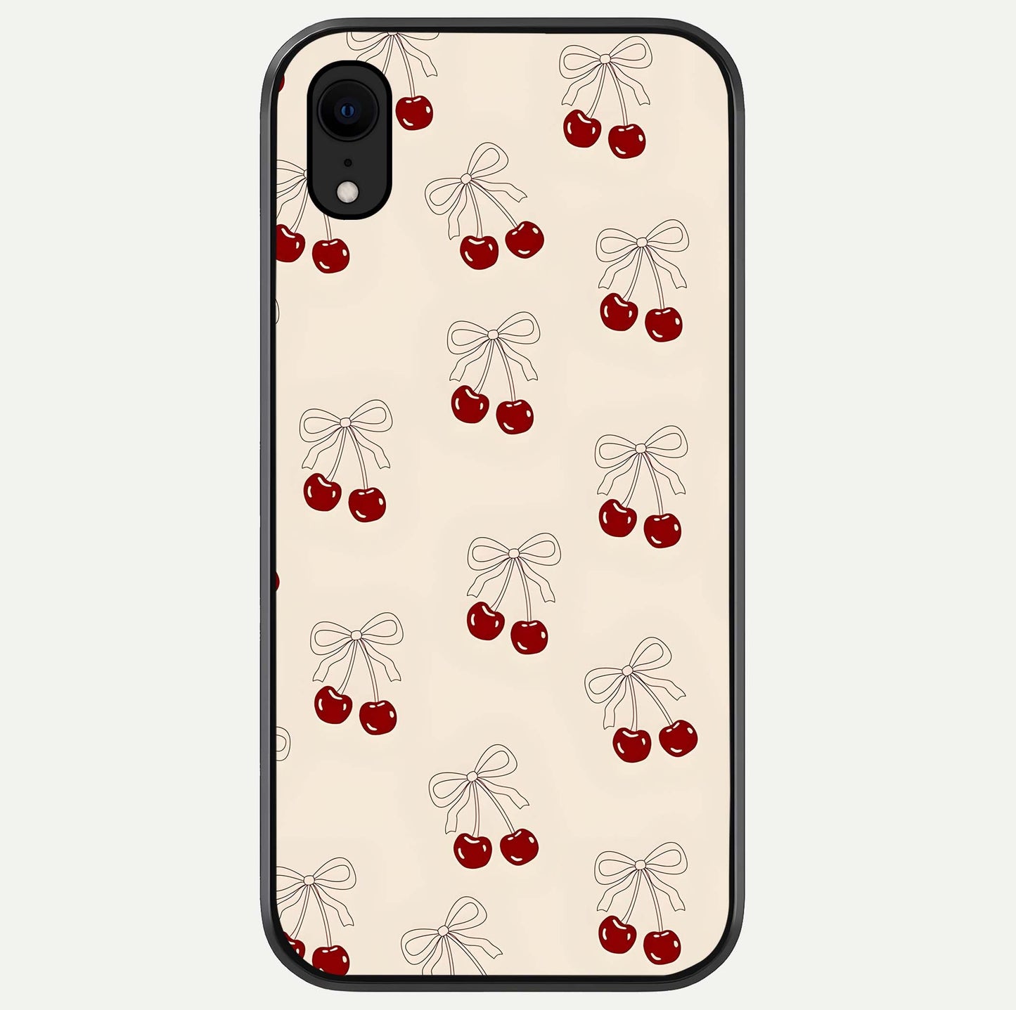 Cute Cherry Pattern Glass Case For iPhone Xr by Custom World