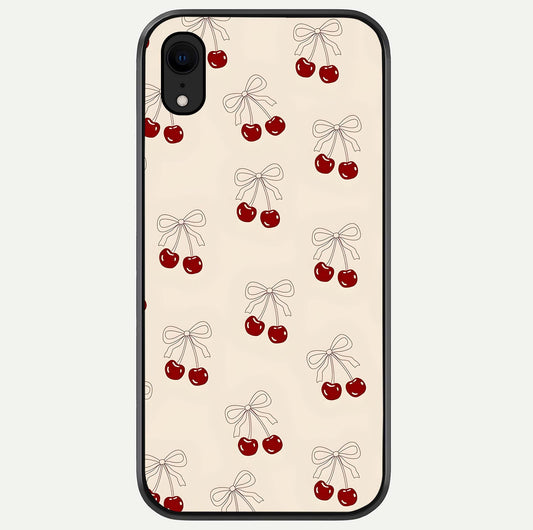 Cute Cherry Pattern Glass Case For iPhone Xr by Custom World