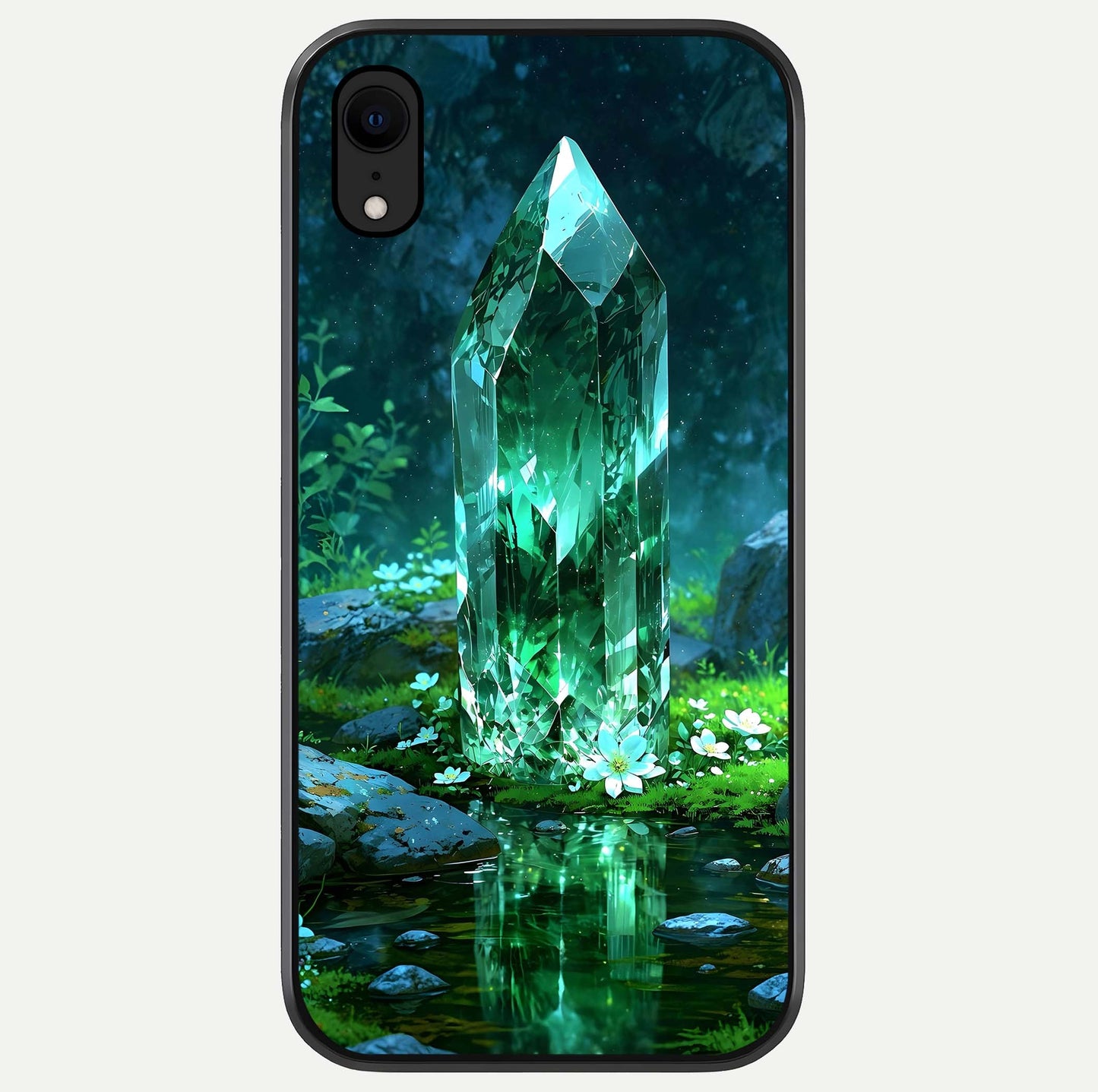 Emerald Light Crystal Glass Case For iPhone Xr by Custom World