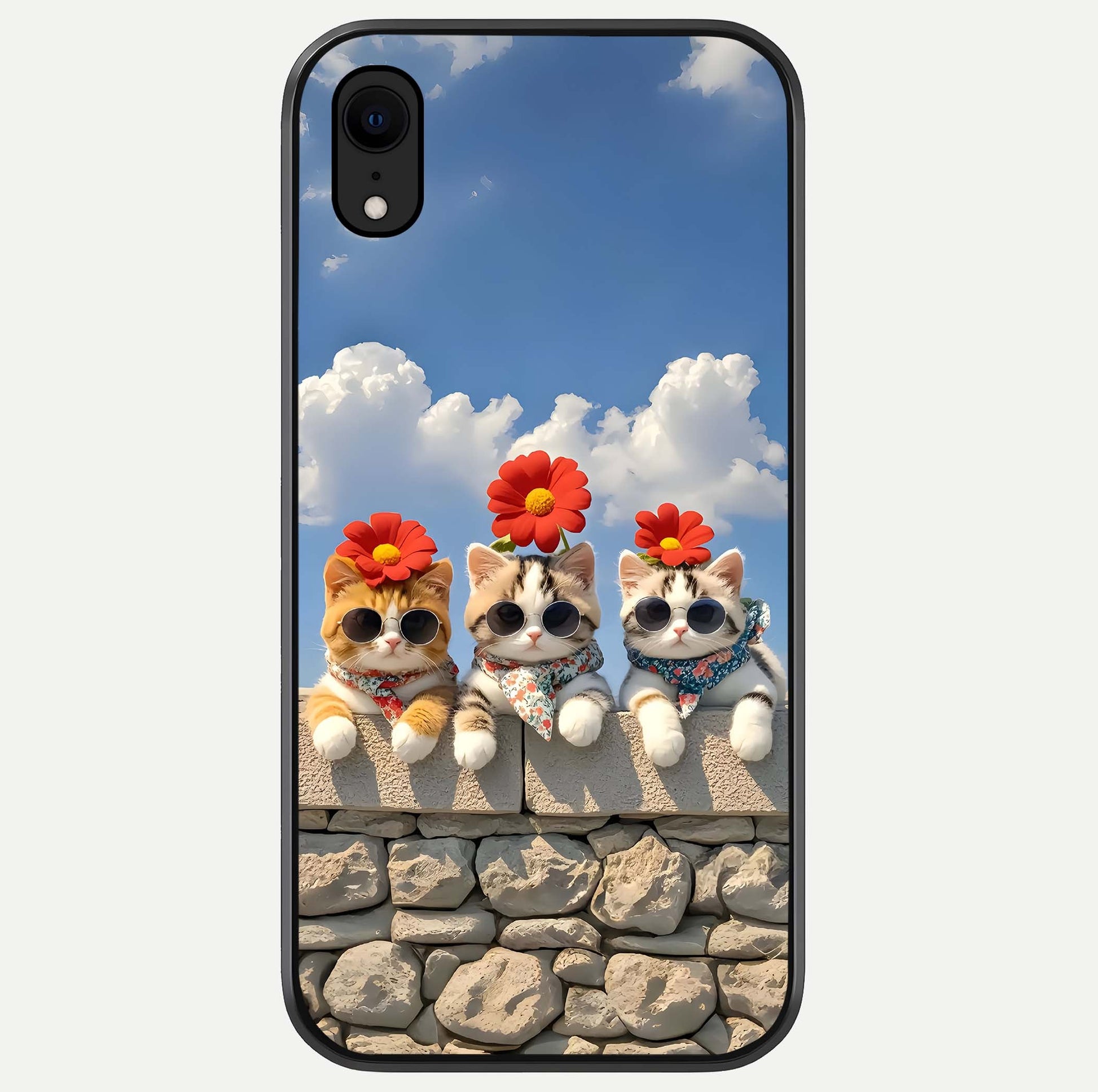 Floral Kitty Squad Glass Case For iPhone Xr by Custom World