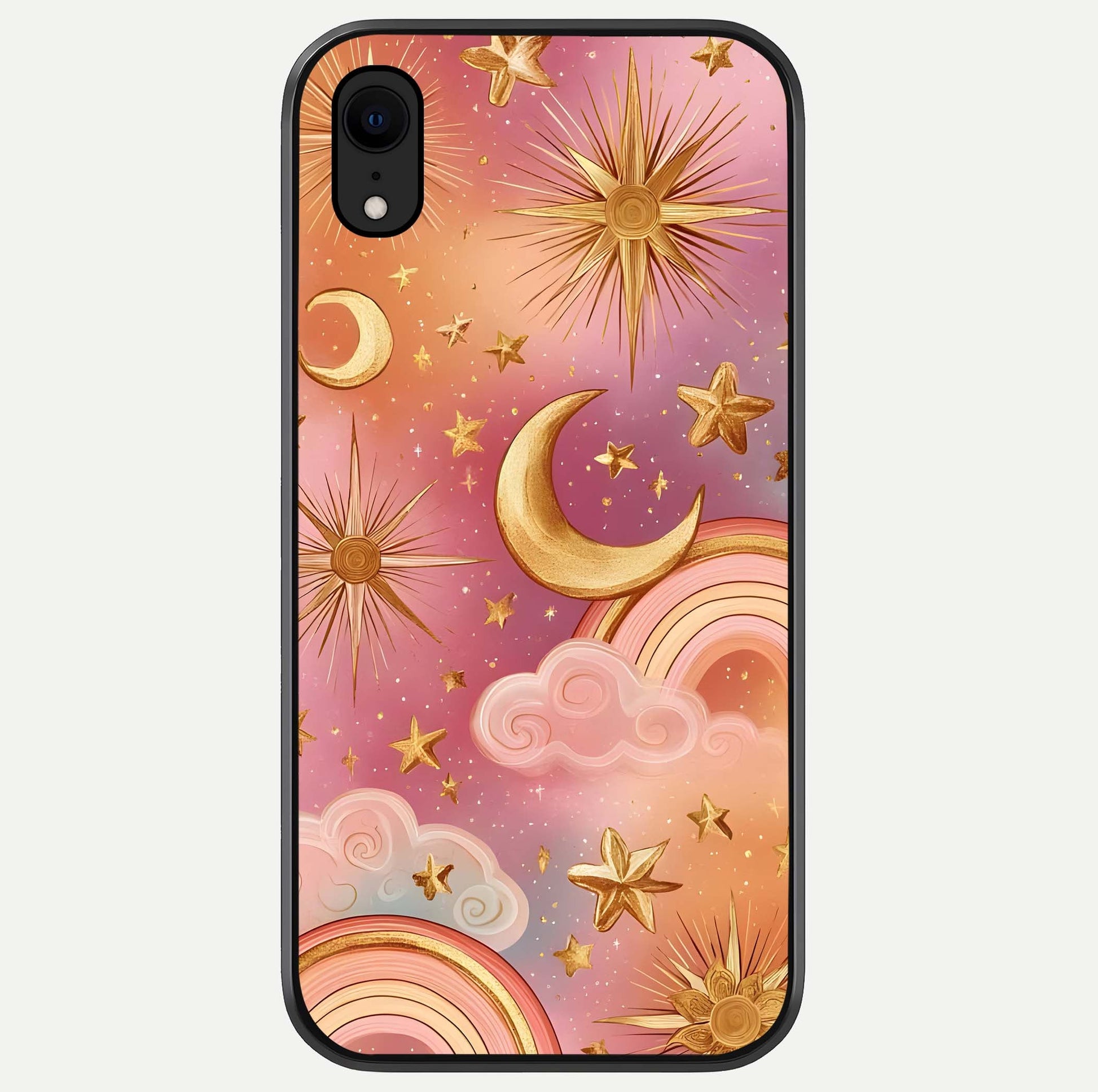 Golden Celestial Dreams Glass Case For iPhone Xr by Custom World