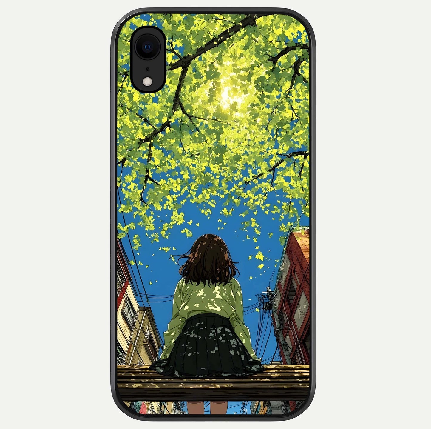 Golden Leaves Glow Glass Case For iPhone Xr by Custom World