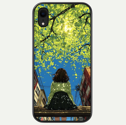 Golden Leaves Glow Glass Case For iPhone Xr by Custom World