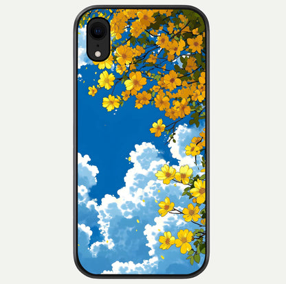 Golden Petal Sky Glass Case For iPhone Xr by Custom World