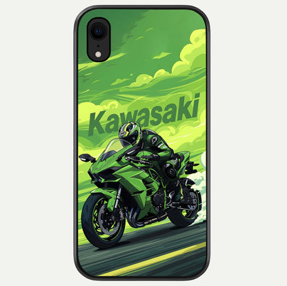 Green Kawasaki Glass Case For iPhone Xr by Custom World