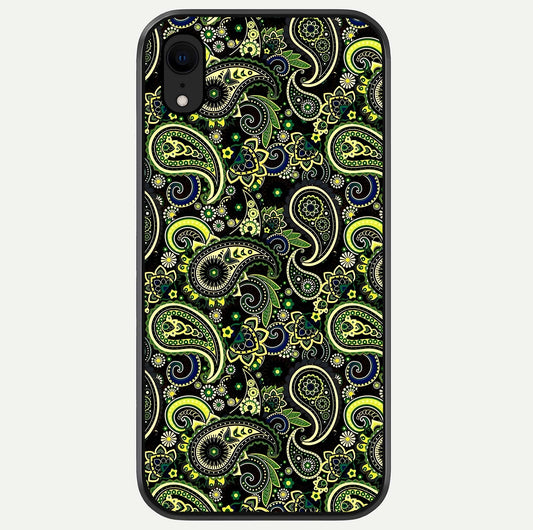 Green Mandala Pattern Glass Case For iPhone Xr by Custom World