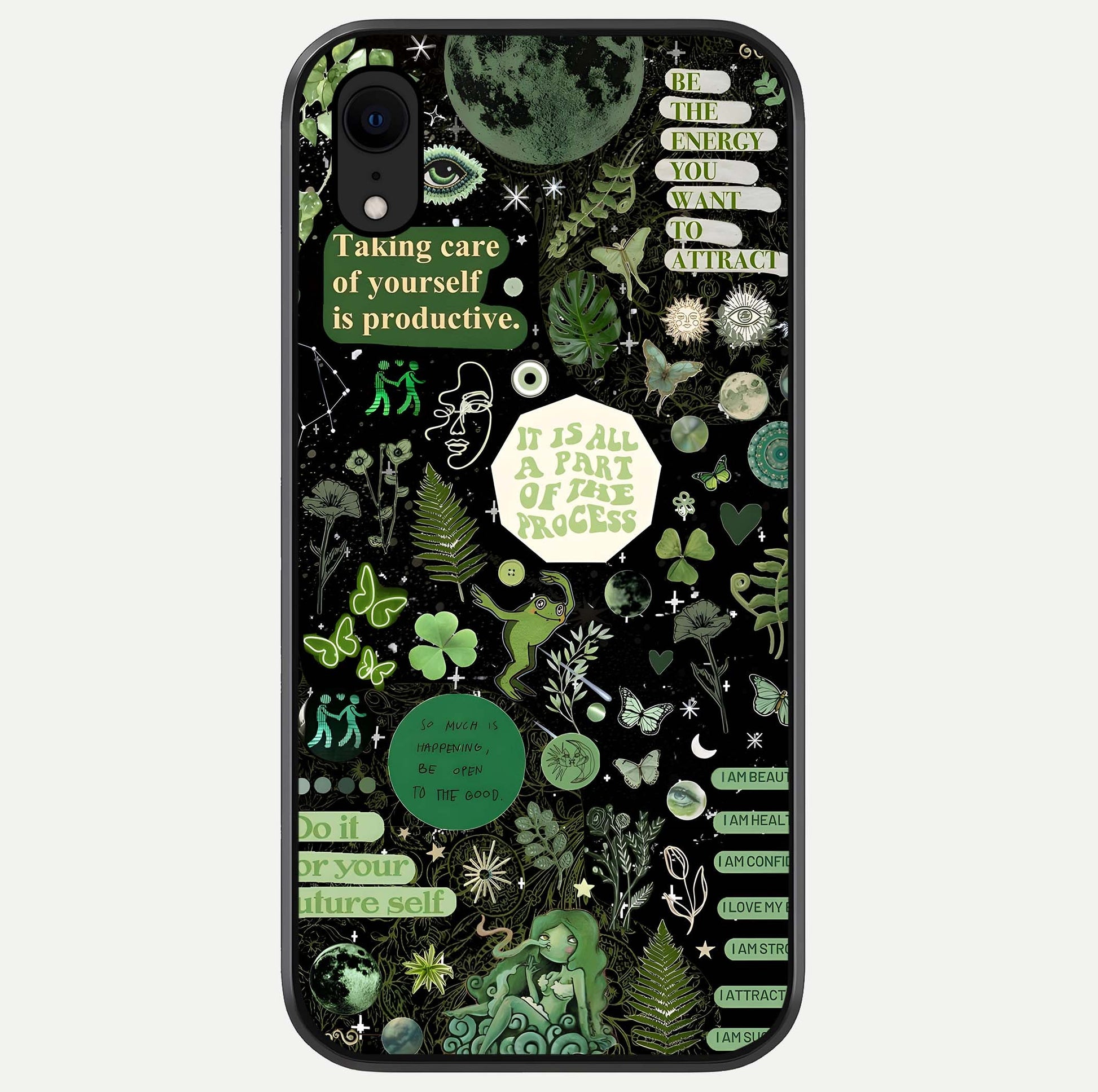 Green Moon Energy Glass Case For iPhone Xr by Custom World