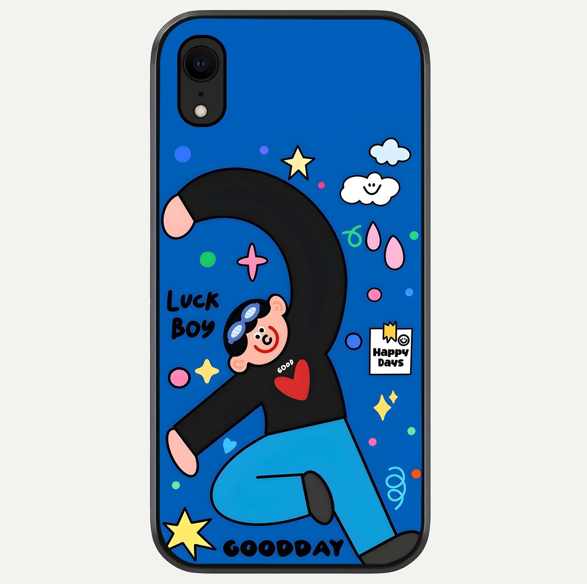 Happy Luck Vibe Glass Case For iPhone Xr by Custom World