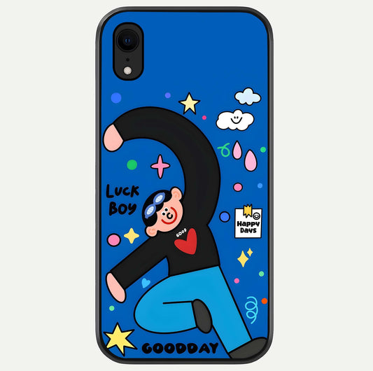 Happy Luck Vibe Glass Case For iPhone Xr by Custom World