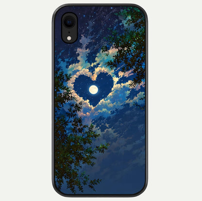 Heart With Moon Sky Glass Case For iPhone Xr by Custom World