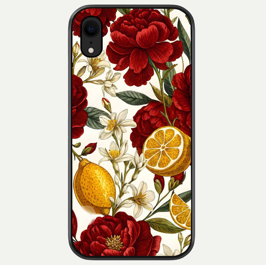 Lemon Rose Charm Glass Case For iPhone Xr by Custom World