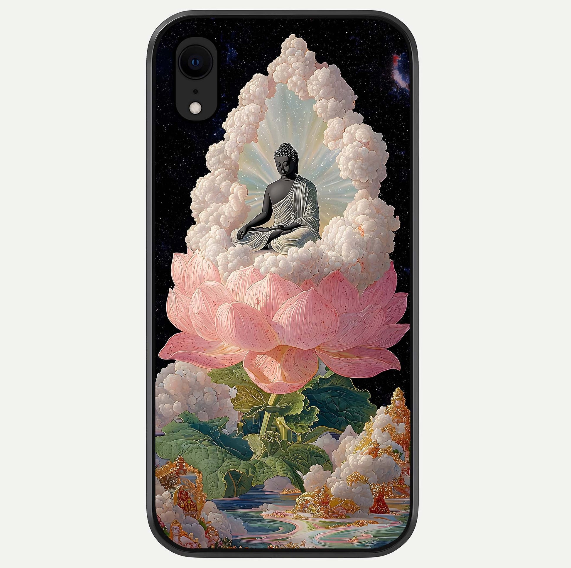 Lotus Divine Peace Glass Case For iPhone Xr by Custom World