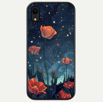 Midnight Tulip Glow Glass Case For iPhone Xr by Custom World