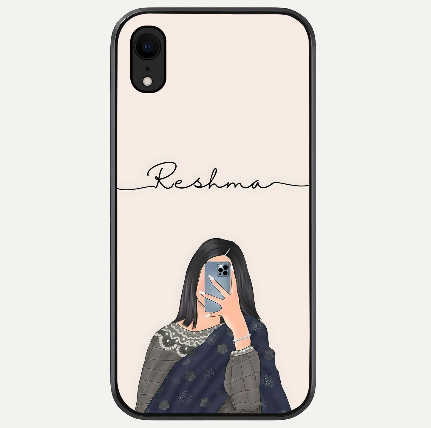 Mirror Mood Muse With Custom Name Glass Case For iPhone Xr by Custom World