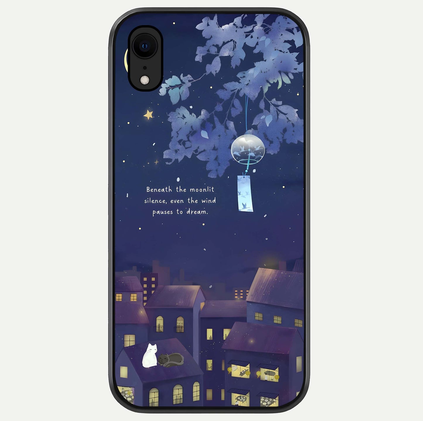 Moonlit Cat Silence Glass Case For iPhone Xr by Custom World