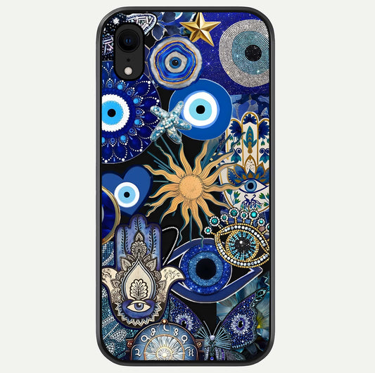 Mystic Blue Evil Eye Glass Case For iPhone Xr by Custom World